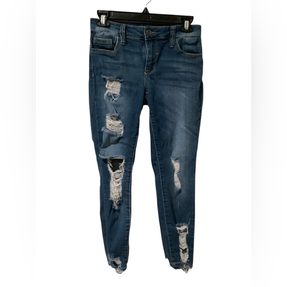 Cello Dark Blue Ripped Distressed Skinny Jeans 1 of 2 Available